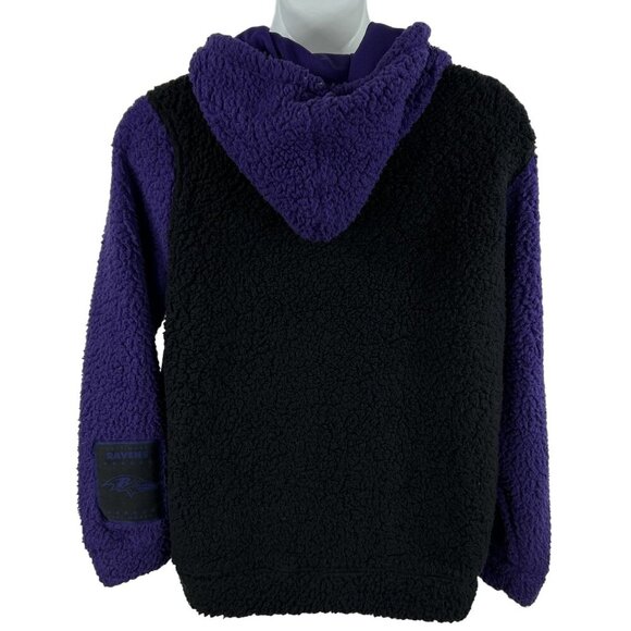 NFL Team Apparel NWT Baltimore Ravens L Sherpa Fleece Sweatshirt Black Full Zip - Picture 2 of 16